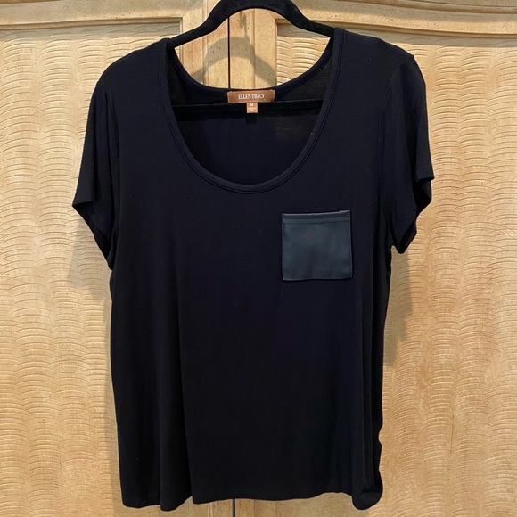Ellen Tracy Black Short Sleeve Tee Medium - Picture 1 of 8